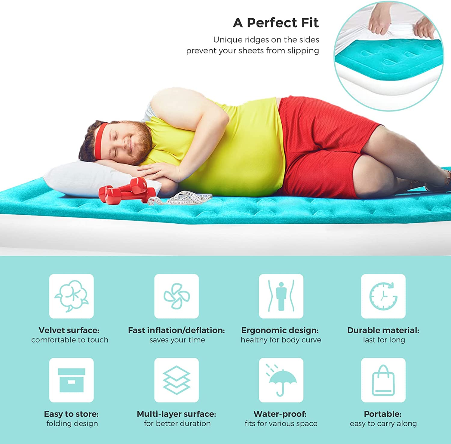 HOUSE DAY Twin Air Mattress with Built- Raised Electric Airbed with Built in Pump Fast Inflation Carry Bag Highest End Blow Up Bed, Inflatable Air Mattresses for Home Travel Twin Matress 74x39x18