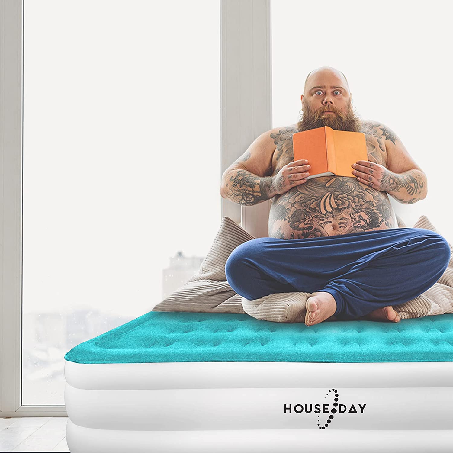 HOUSE DAY Twin Air Mattress with Built- Raised Electric Airbed with Built in Pump Fast Inflation Carry Bag Highest End Blow Up Bed, Inflatable Air Mattresses for Home Travel Twin Matress 74x39x18