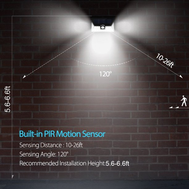Litom Solar Lights Outdoor, 4 Lighting Modes, Upgraded High Efficient Solar Motion Sensor Light, IP67 Waterproof Rating Durable Security Lights for Yard, Garden, Patio, 2-Pack, FOB KS