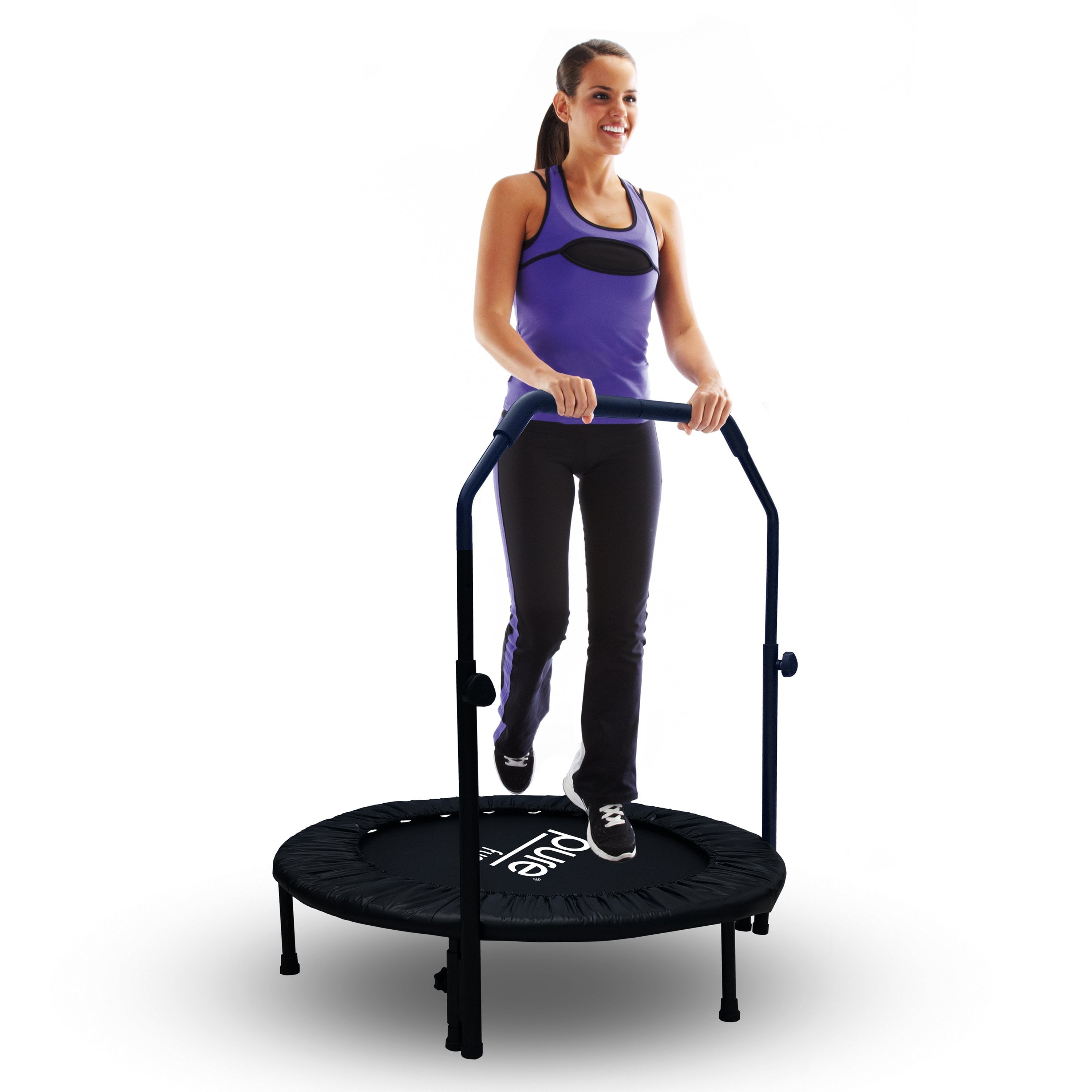 Pure Fun 40-inch Bungee Exercise Trampoline with Handrail, Black, 300Lb Weight Limit