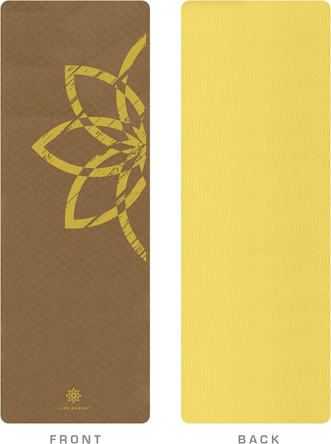 Life Energy EkoSmart Non-Slip Exercise Yoga Mat with Carrying Strap, 4 mm Thick