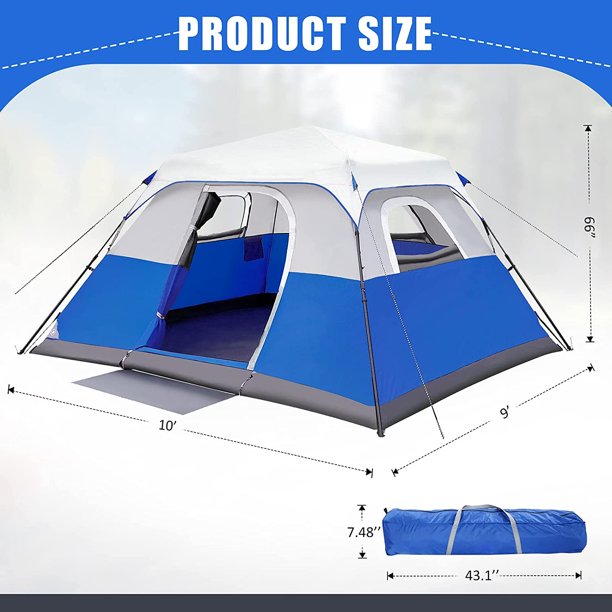 REYLEO Camping Tent, 6 Person Instant Cabin Tent, Easy Setup in 60 Seconds, Ventilated Windows, FOB KS