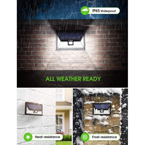 Litom Solar Motion Sensor Lights, Super Brightness, IP65 Waterproof, for Home Security, Front Door, Yard, Garage, Deck, Outdoor, Cool White, FOB KS