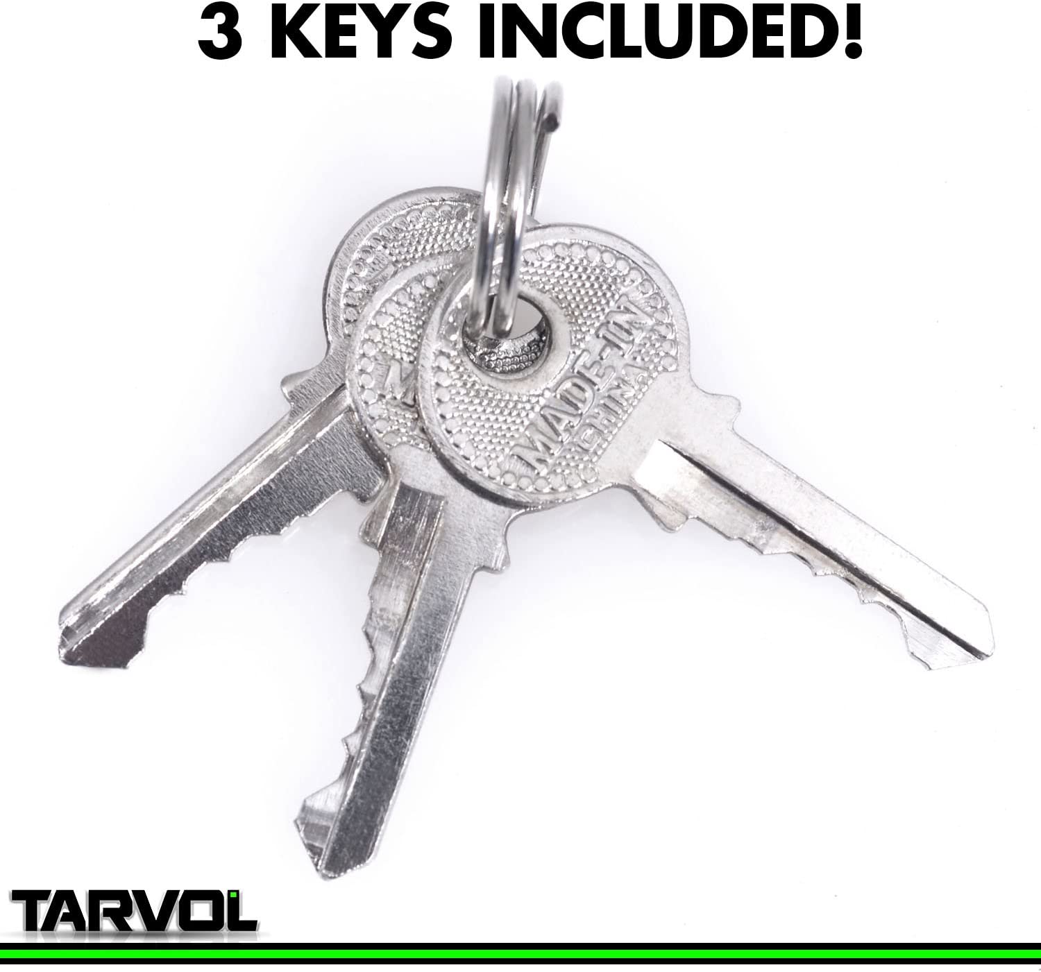 TARVOL Steel Padlock with Keys (Heavy Duty Security) Safely Lock Interior or Exterior Gates, Sheds, Lockers, Bikes, Tool Box, or Containers. Includes 3 Master Keys