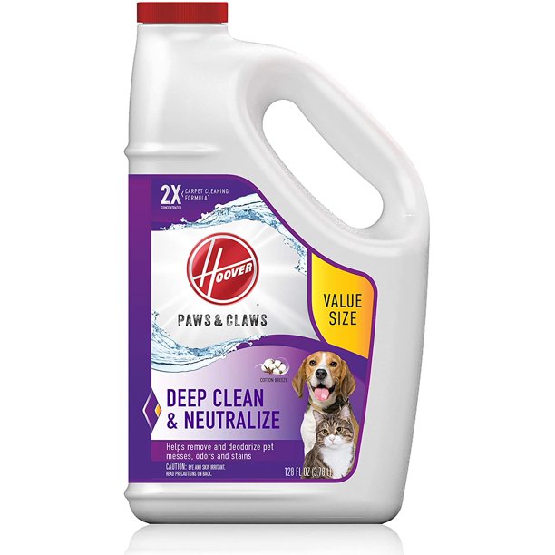 Hoover Paws & Claws Deep Cleaning Carpet Shampoo, Concentrated Machine Cleaner Solution for Pets, 128oz Formula, White, FOB KS