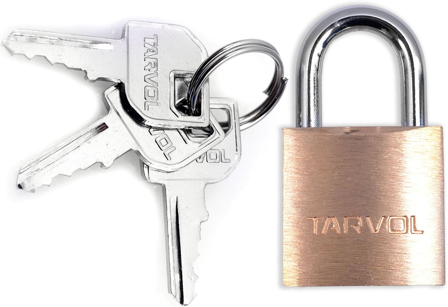 Tarvol Mini Luggage Lock Set (Heavy Duty Brass) - Set Includes 3 Small Keys - Perfect Padlock for Securing Your Suitcase, Jewelry Boxes, Gym Locker, Tote, Mini Fridge, Cabinet, and More!