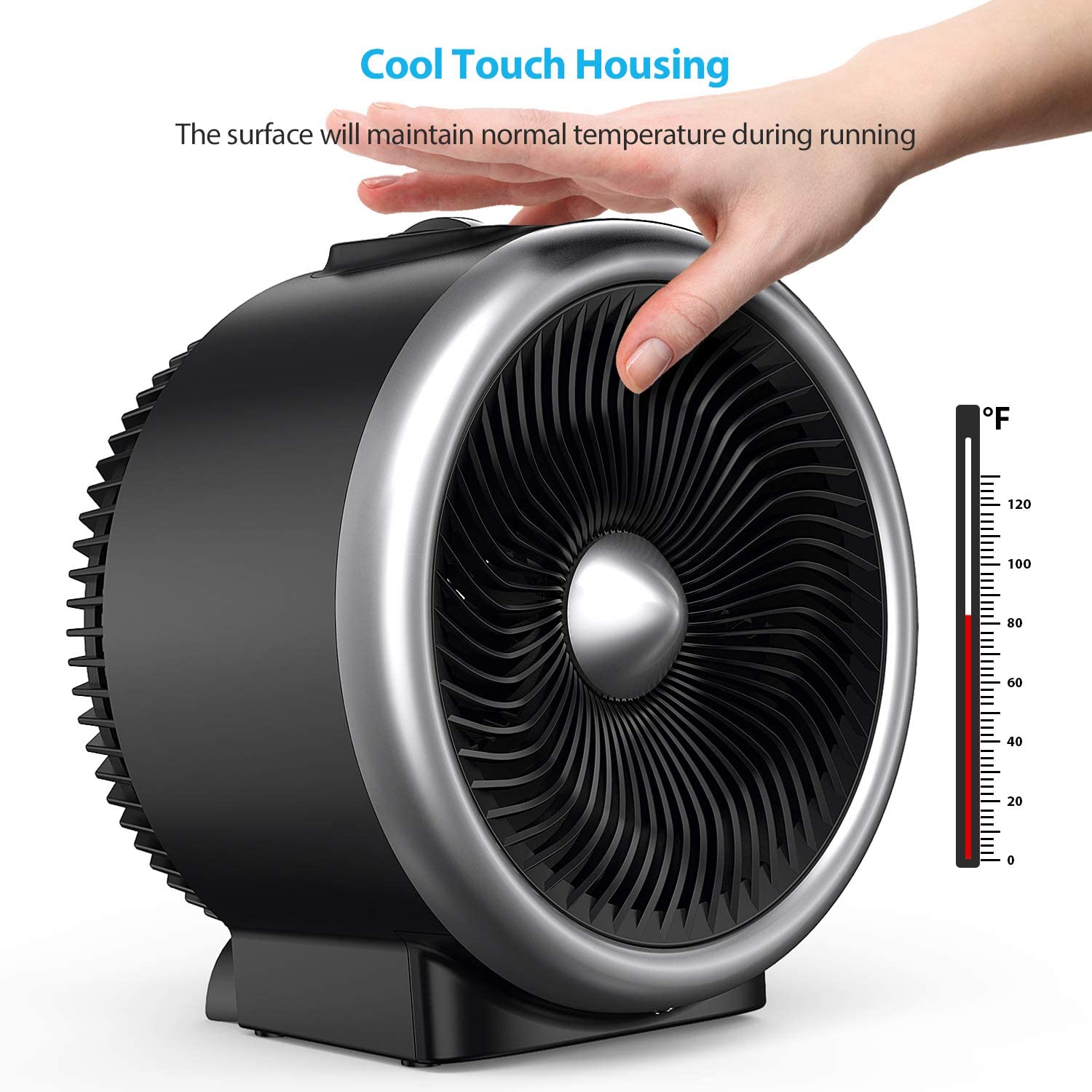 Pelonis Portable Cooling Vortex Space Heater, 2 in 1 Cooling & Heating Fan, Quiet, with Auto Shut Off Tip-Over & Overheat Protection (Silver)