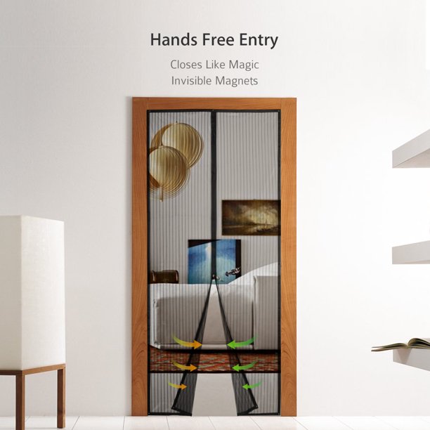 Homitt Magnetic Screen Door with Durable Fiberglass Mesh Curtain 36"x83", FOB KS