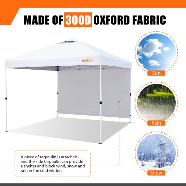 TACKLIFE 10'x10' Pop-Up Canopy Tent with Sidewalls, FOB KS