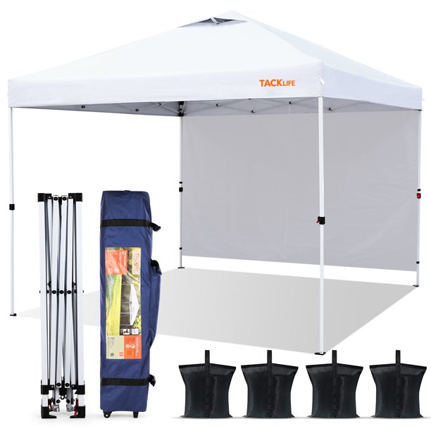 TACKLIFE 10'x10' Pop-Up Canopy Tent with Sidewalls, FOB KS