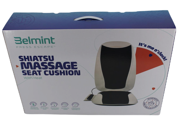 Belmint Seat Cushion Massager with Shiatsu Vibration, Soothing Heat for Back