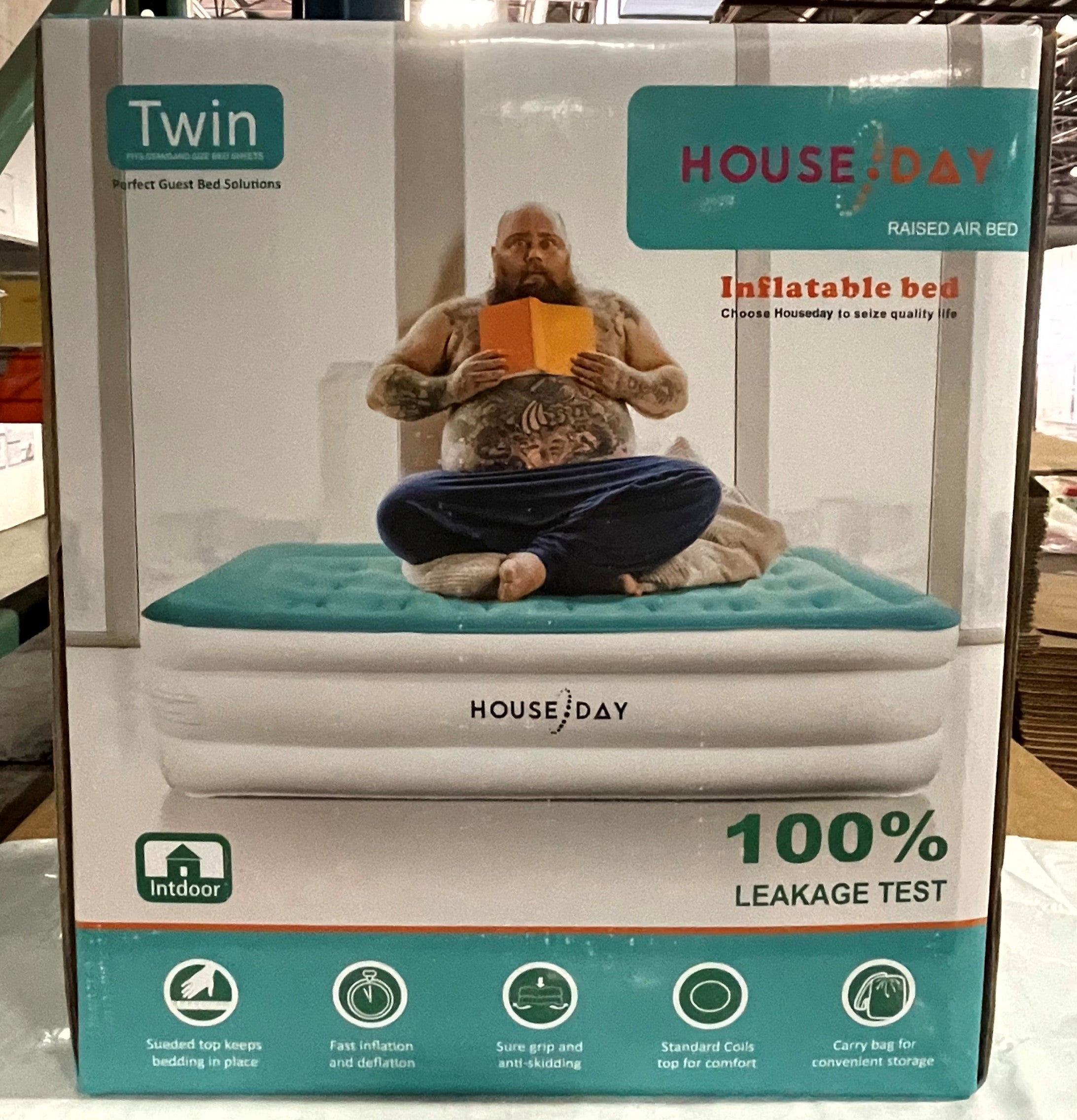 HOUSE DAY Twin Air Mattress with Built- Raised Electric Airbed with Built in Pump Fast Inflation Carry Bag Highest End Blow Up Bed, Inflatable Air Mattresses for Home Travel Twin Matress 74x39x18