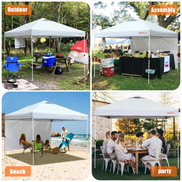 TACKLIFE 10'x10' Pop-Up Canopy Tent with Sidewalls, FOB KS