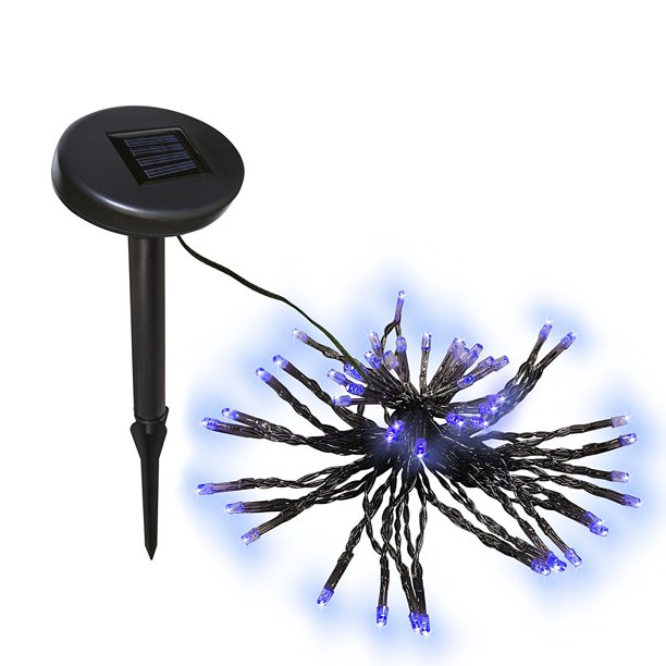 Aleko Solar-Powered 50-Bulb LED Light String, Blue, FOB KS