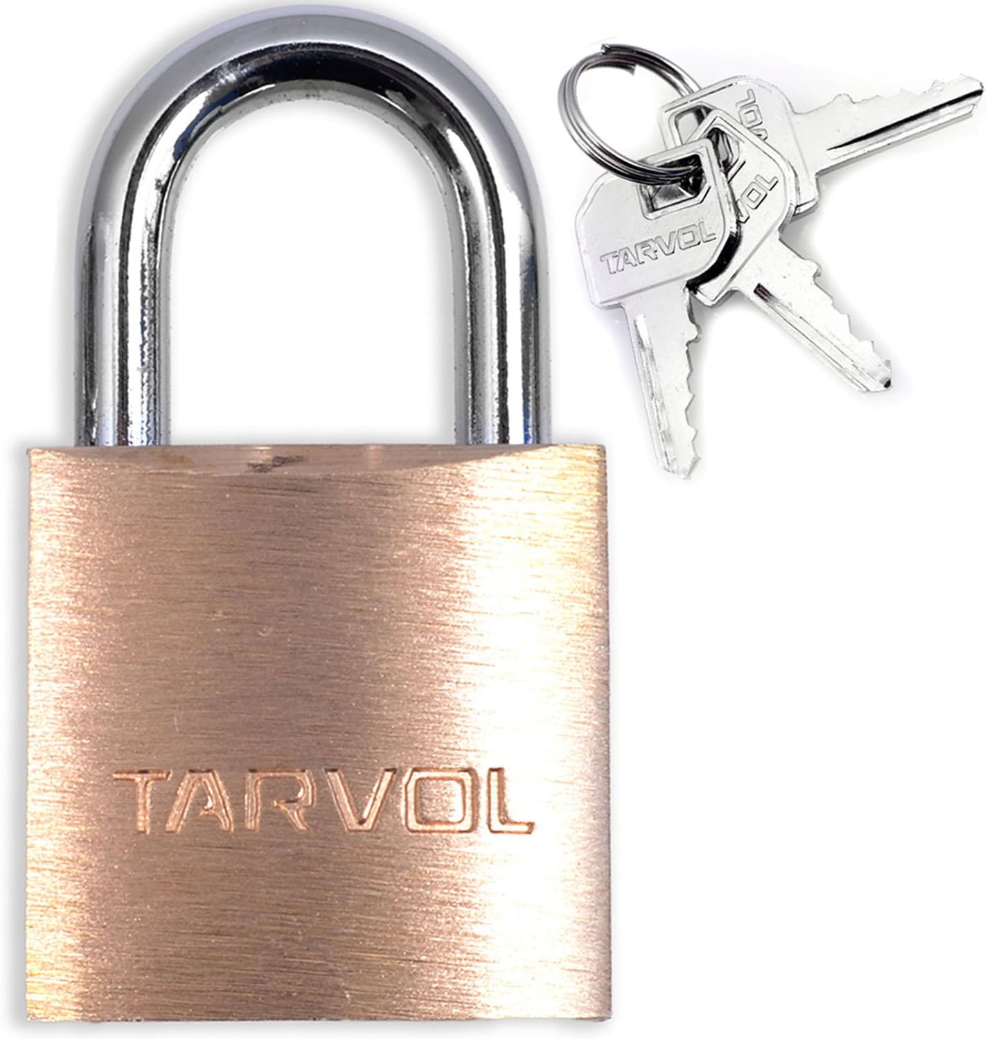 Tarvol Mini Luggage Lock Set (Heavy Duty Brass) - Set Includes 3 Small Keys - Perfect Padlock for Securing Your Suitcase, Jewelry Boxes, Gym Locker, Tote, Mini Fridge, Cabinet, and More!