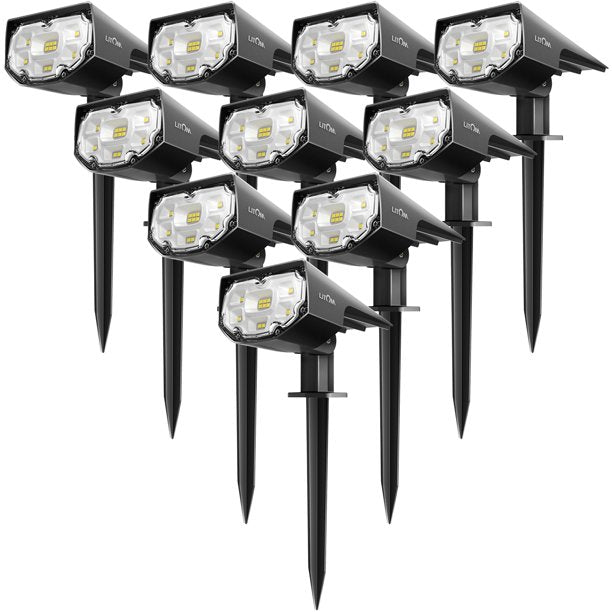 Litom 12 LED Outdoor Solar Landscape Spotlight, Cold White, 10 Pack, FOB KS