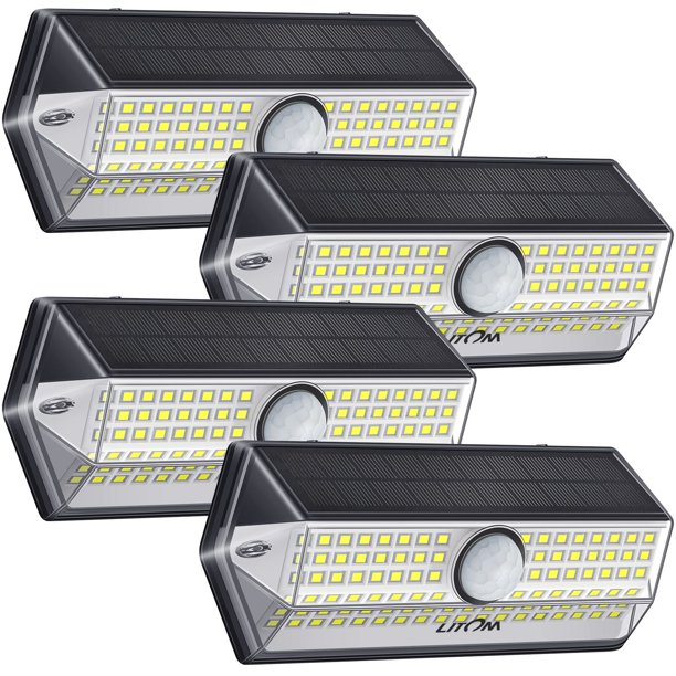LITOM 100 LED Solar Motion Sensor Outdoor Lights, 4 Pack, FOB KS