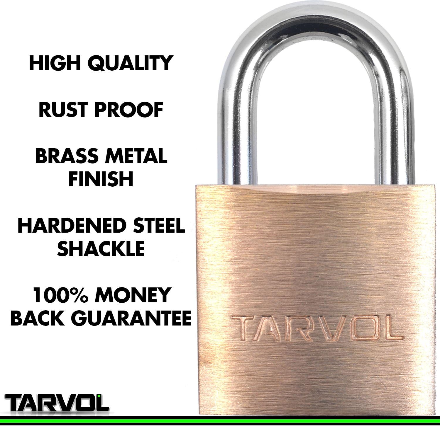 Tarvol Mini Luggage Lock Set (Heavy Duty Brass) - Set Includes 3 Small Keys - Perfect Padlock for Securing Your Suitcase, Jewelry Boxes, Gym Locker, Tote, Mini Fridge, Cabinet, and More!