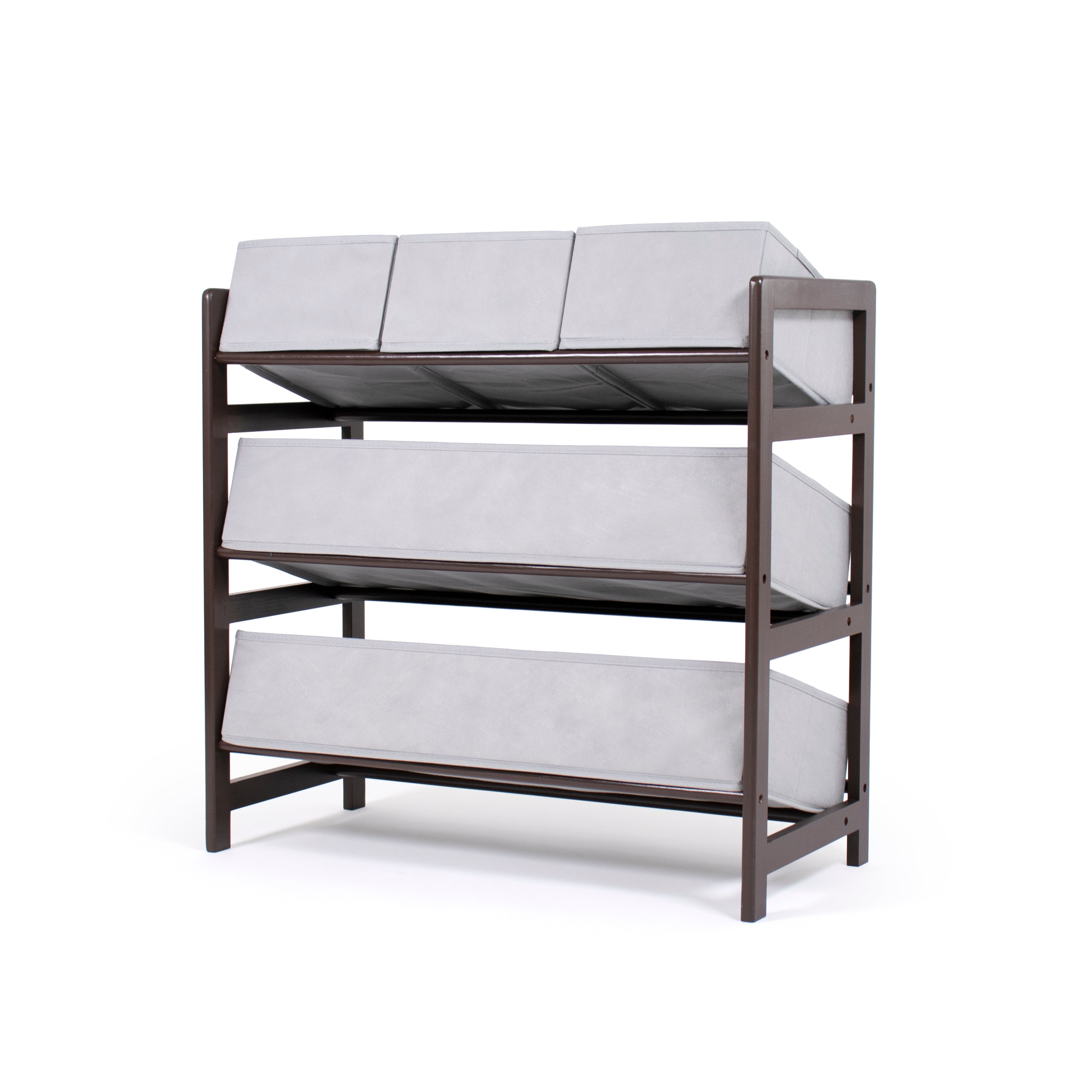Humble Crew Oslo Compact Fabric Bin Organizer, 3 Small Bins & 2 Large Bins, Dark Pine & Grey or Dark Pine & Navy