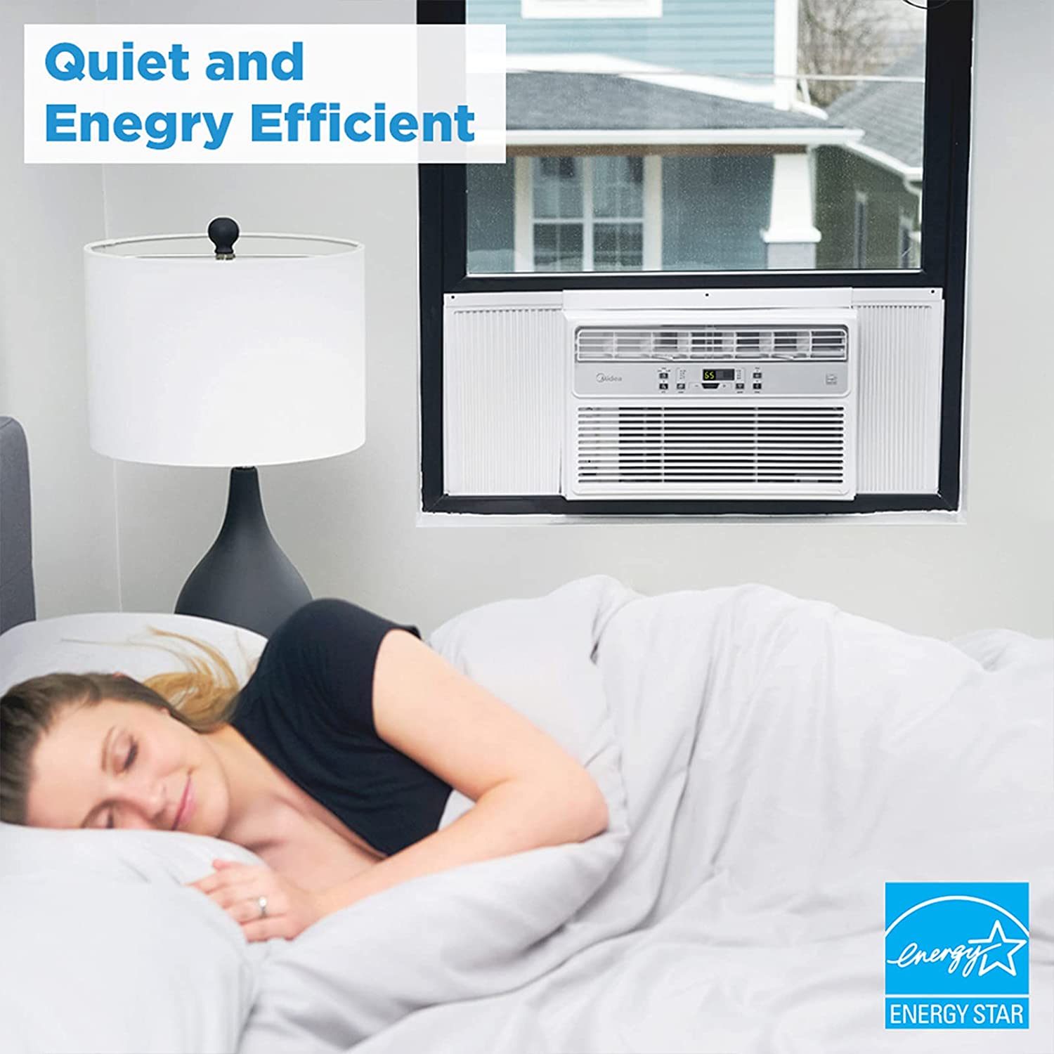 MIDEA EasyCool Window Air Conditioner - Cooling, Dehumidifier, Fan with remote control - 10,000 BTU, Rooms up to 450 Sq. Ft. (MAW10R1BWT Model)