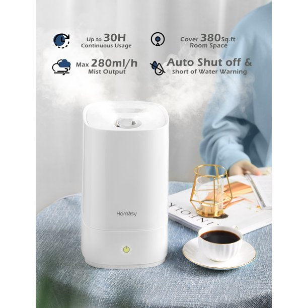 Homasy Top Filling Cool Mist Humidifier for Bedrooms, 4.5L/1.18 Gallon, 28dB, FOB KS