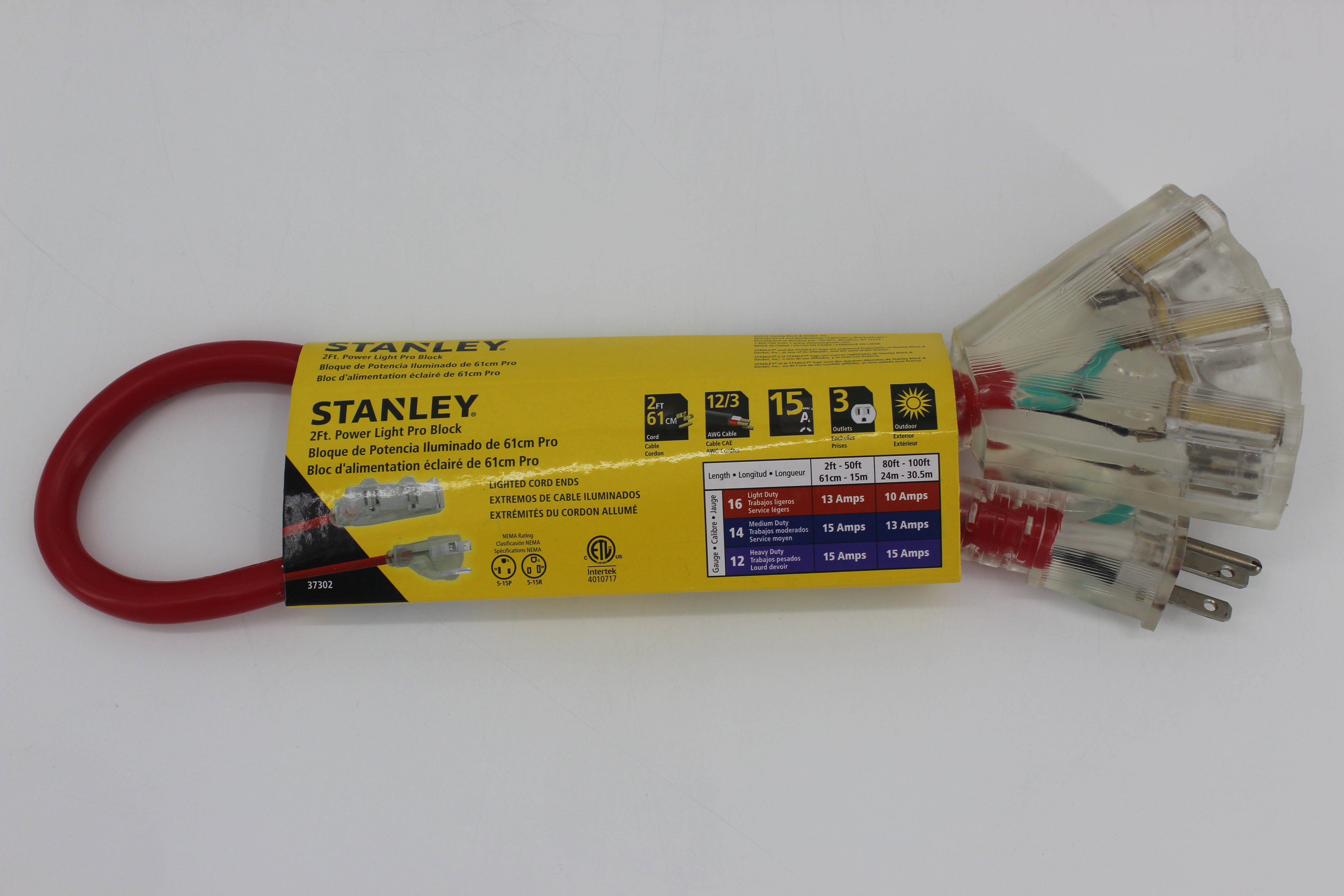 Stanley 37302 Heavy-Duty Pro Power Block With Power Light Plug