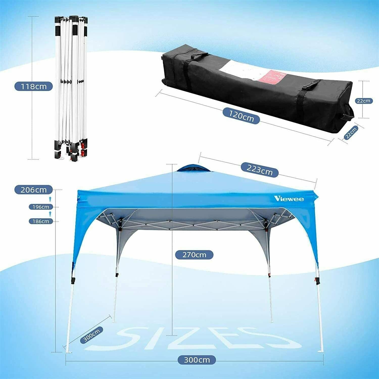 Viewee Outdoor Portable Anti-UV Waterproof 10' X 10' Instant Canopy Tent W/ Bag