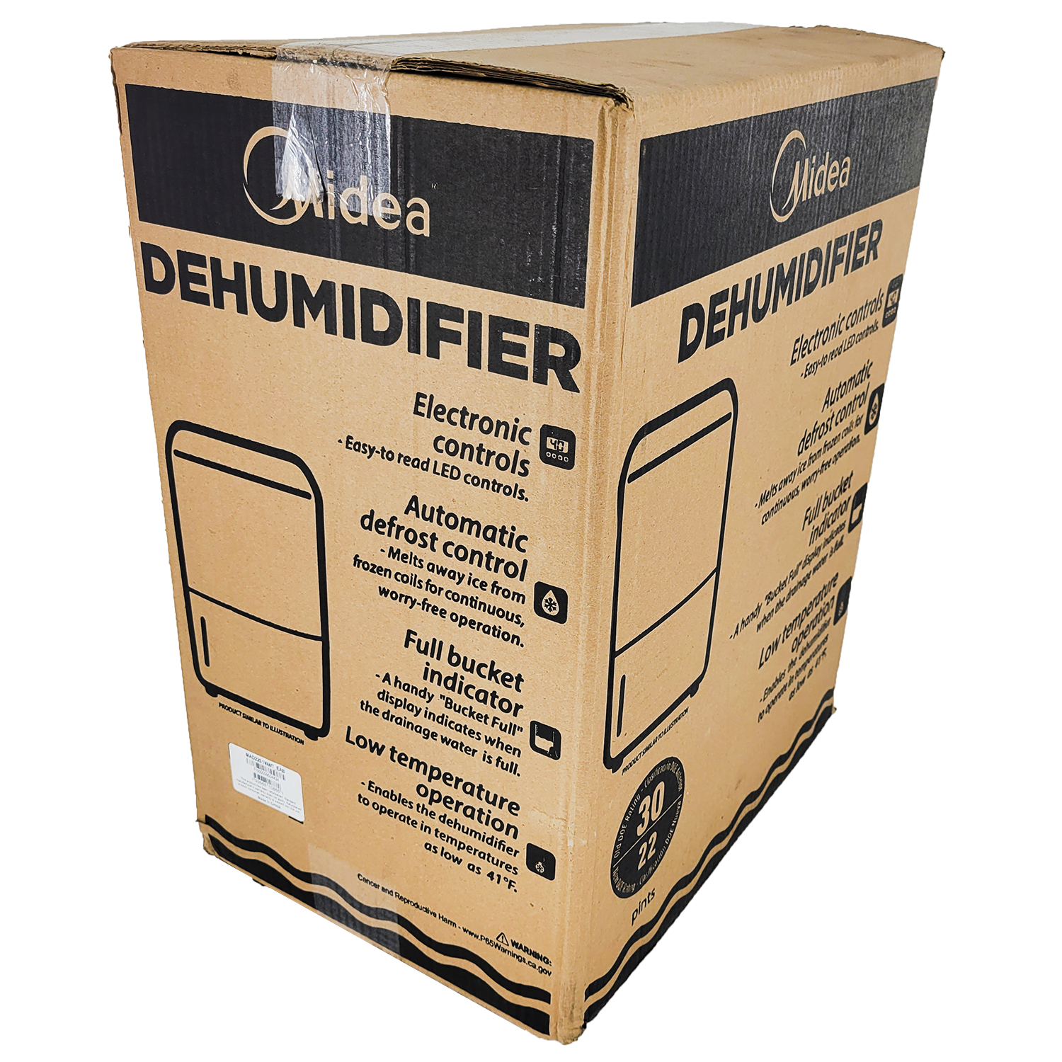 Midea EnergyStar 22-Pint Smart Dehumidifer, White, Factory Refurbished, FOB KS