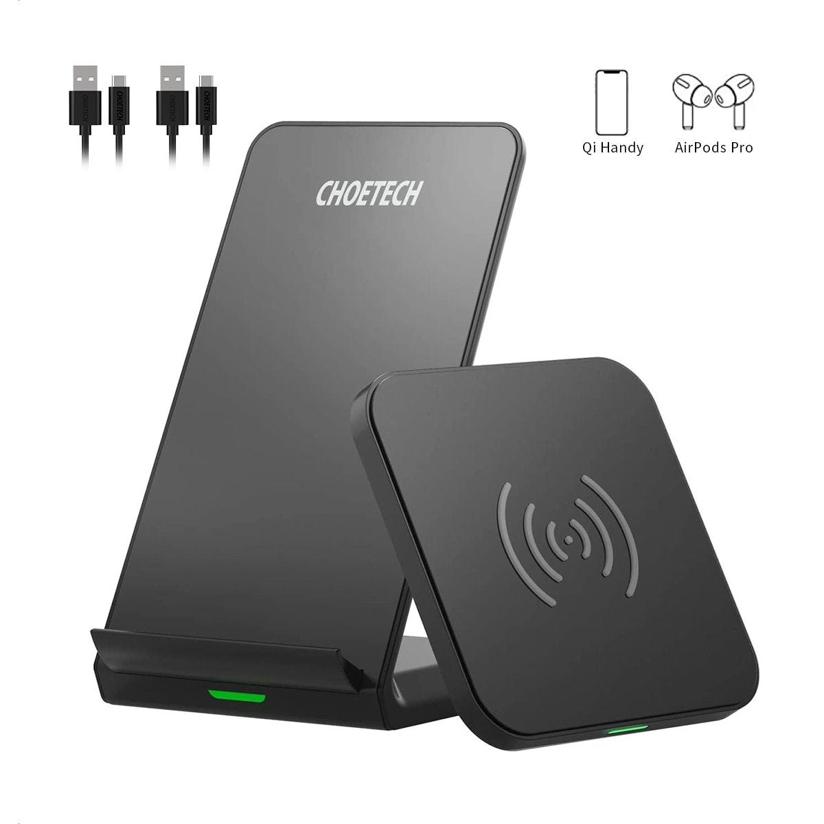 CHOETECH Fast Wireless Charging Stands, Stand and Pad Pack, 10W, Qi-Certified, FOB KS