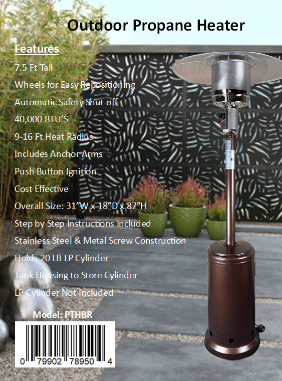 Propane Patio Heater, FOB CA