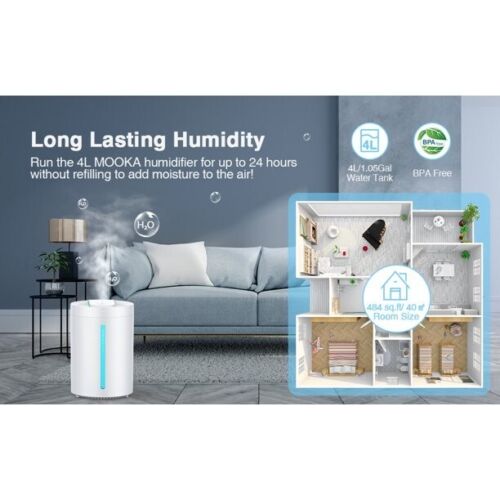 Mooka UHM-JS02 4L Top Fill Cool Mist Air Humidifier & Essential Oil Diffuser, FOB KS