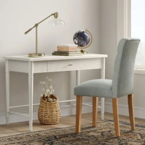 Threshold Cambridge Wood Writing Desk with Drawers White, FOB KS