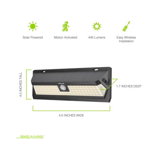 Mr. Beams 120-Degree 445-Lumen Black Solar LED Outdoor Motion-Activated Flood Light, FOB KS