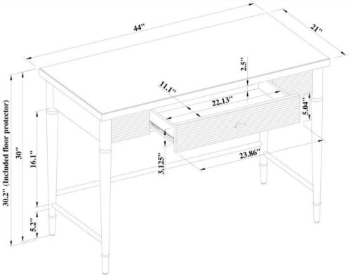 Threshold Cambridge Wood Writing Desk with Drawers White, FOB KS